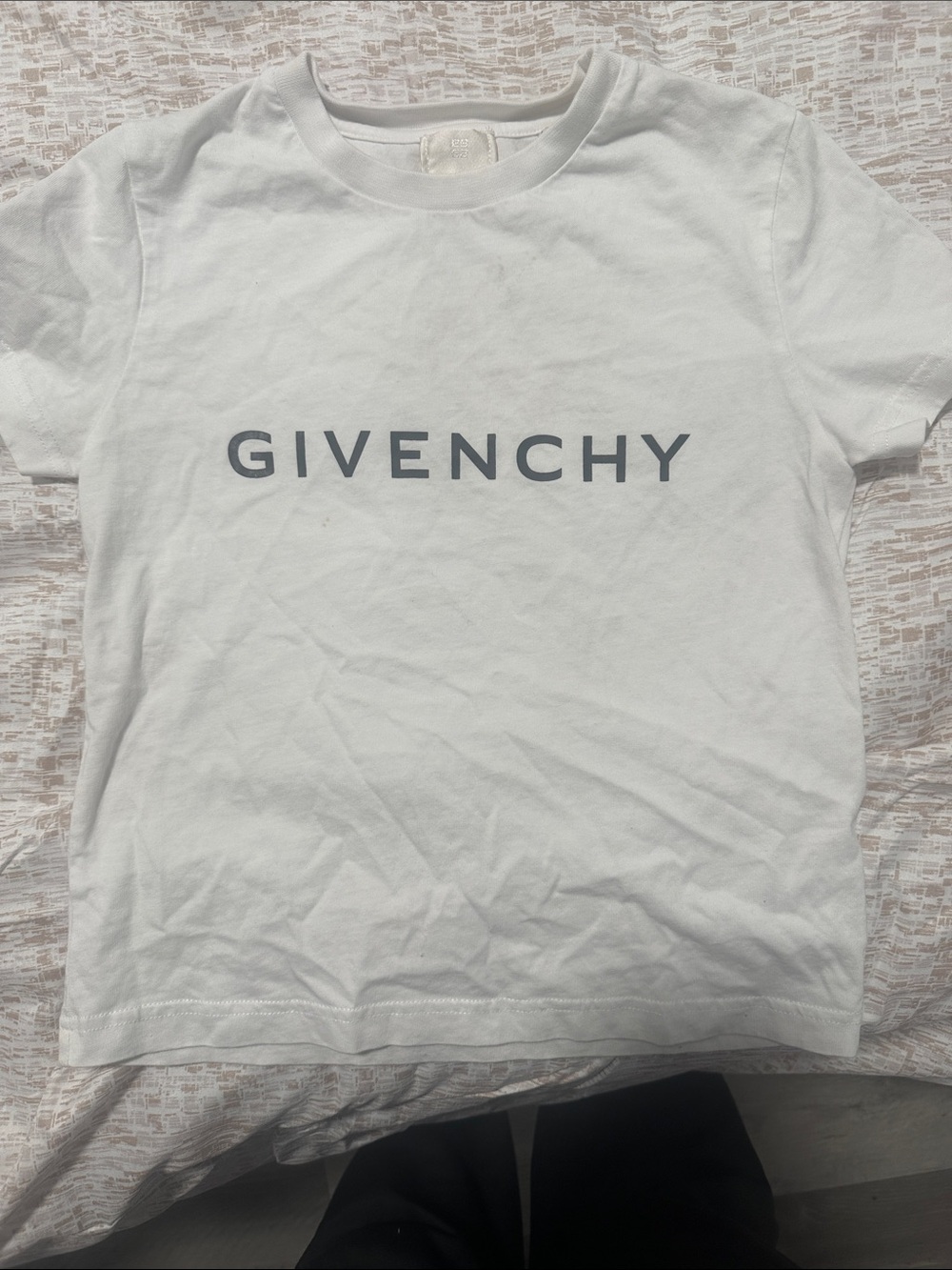 Givenchy White Tee with Grey Logo - Kids Short Sleeve
